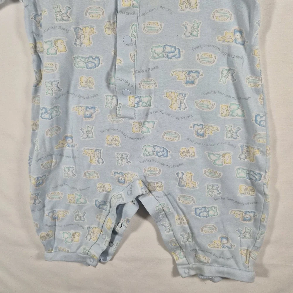 Vintage McBaby Baby Romper 6-9M Blue Animal Print One 2000s Y2k Piece Cotton